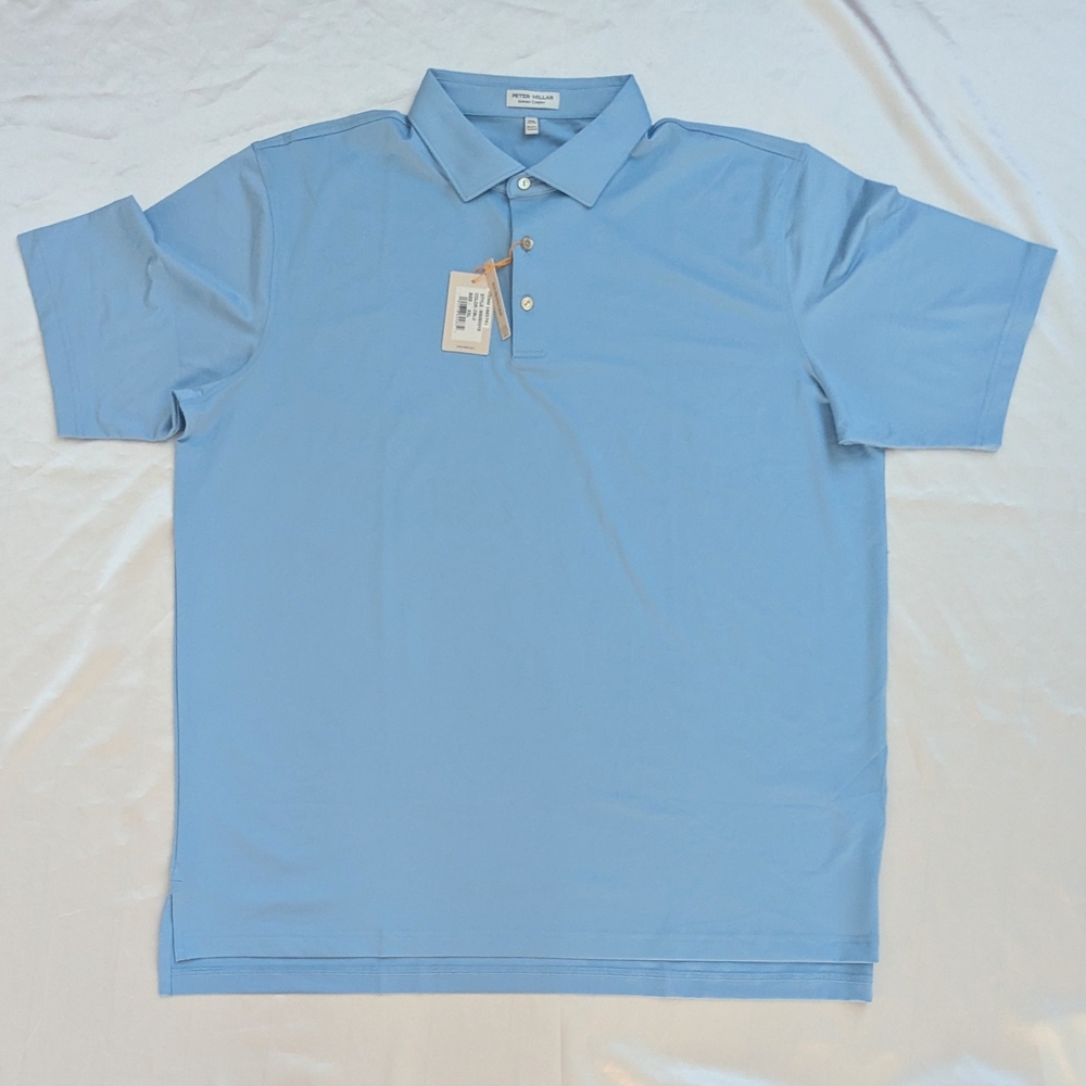 Peter Millar Men's Cottage Solid Performance Polo Shirt Blue‎ XXL